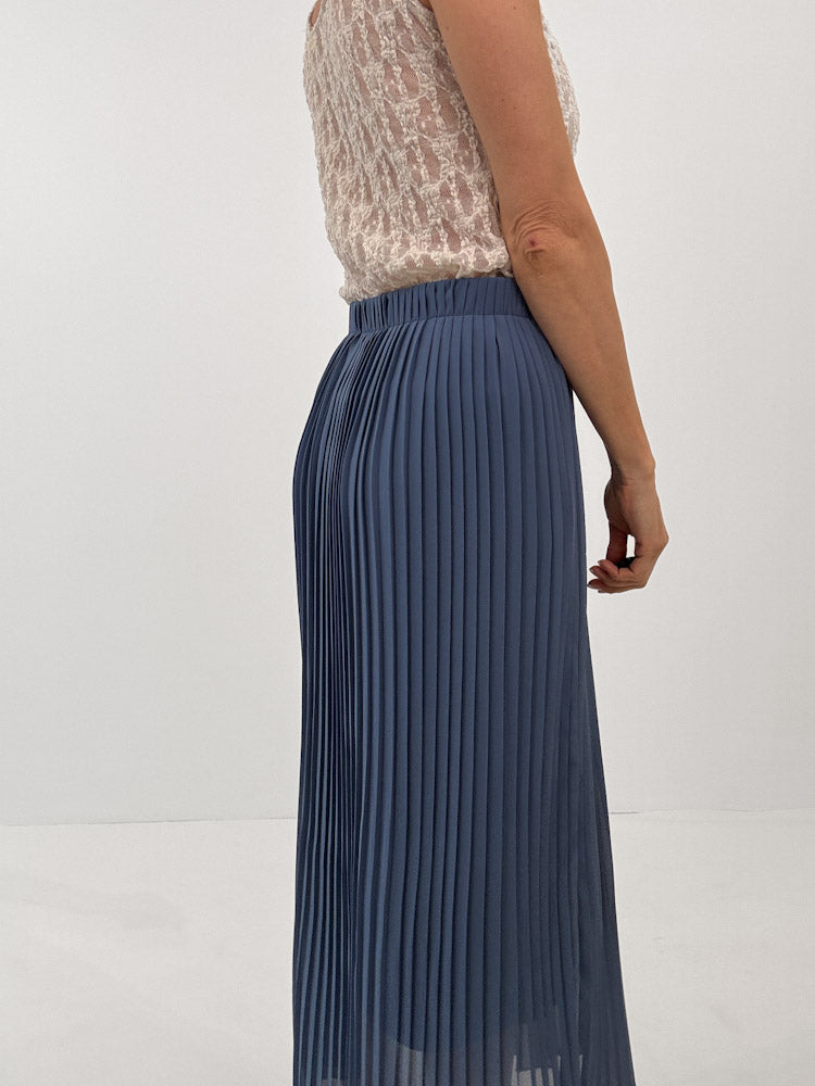 "Skirt" stylischer Plissee Rock - jeansblau