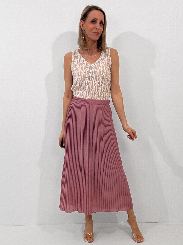 "Skirt" stylischer Plissee Rock - beere