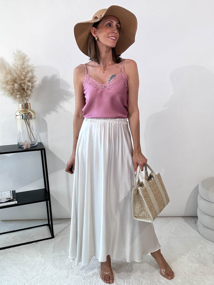 "Silky Bell Maxi" Rock aus Viskose - beige