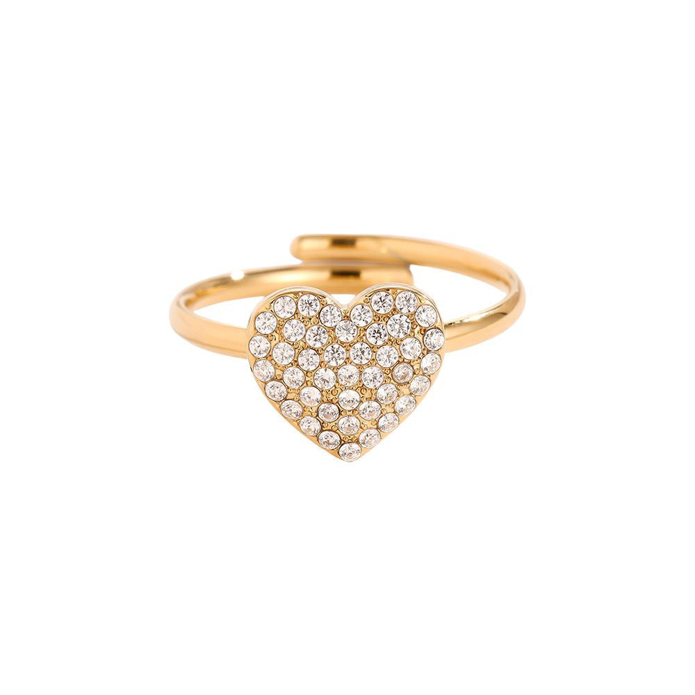 "Sparkling Diamond Heart" stylischer Ring - gold