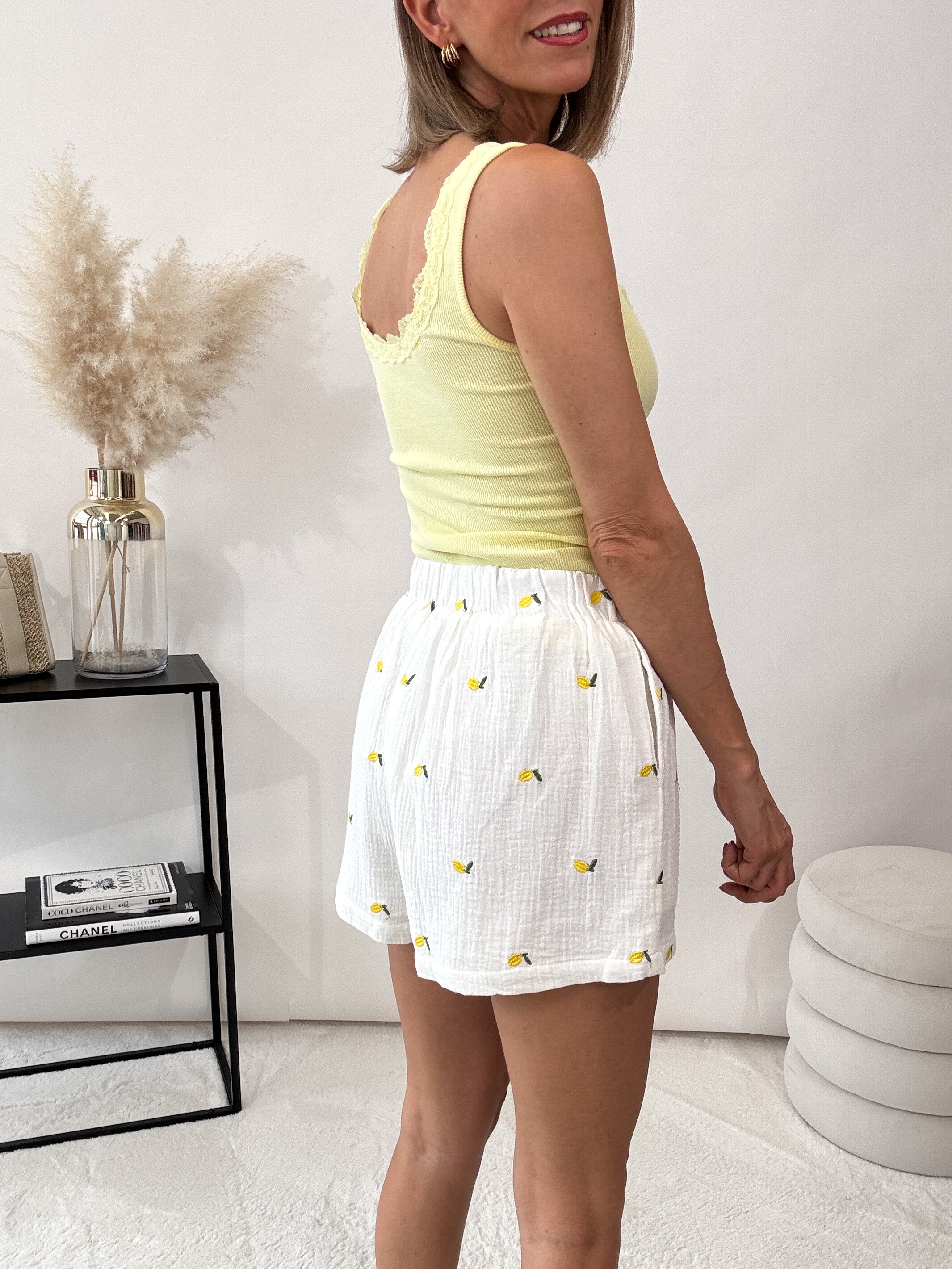 "Shorty Lemon" Short aus Baumwolle (Musselin) - weiss