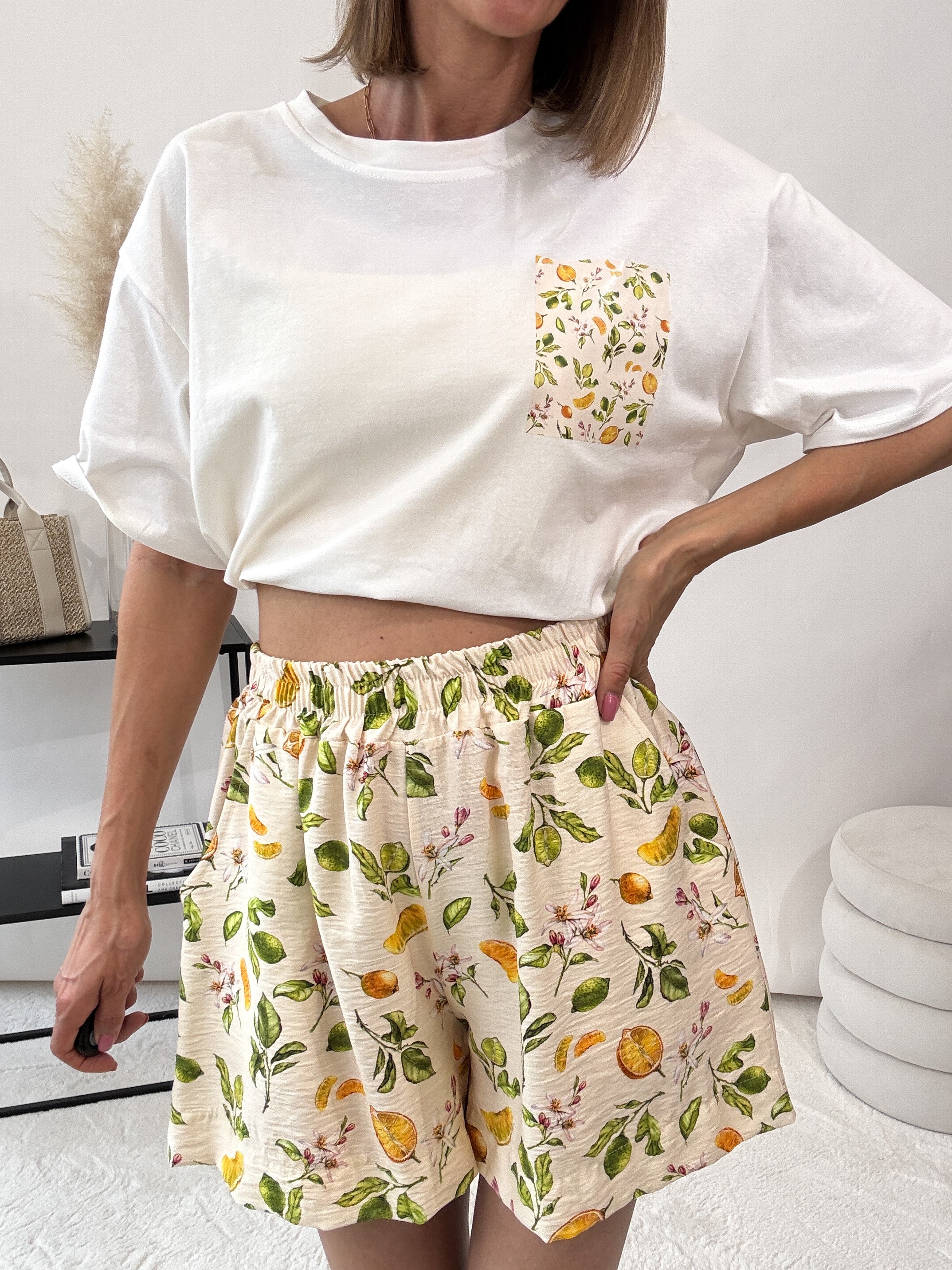 "Lemon" Shirt mit Statement - weiß