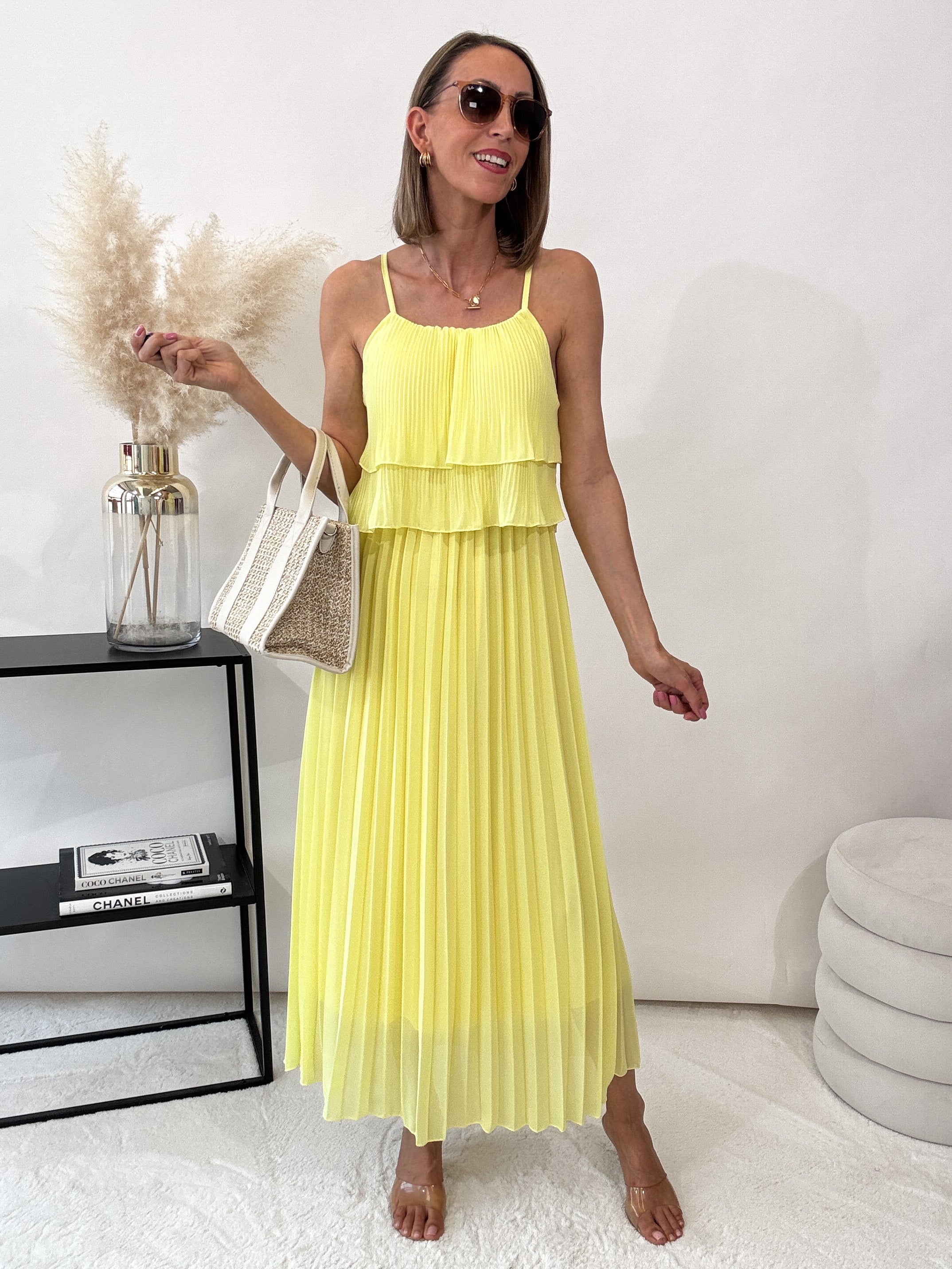 "Milano" Plissee Kleid - gelb