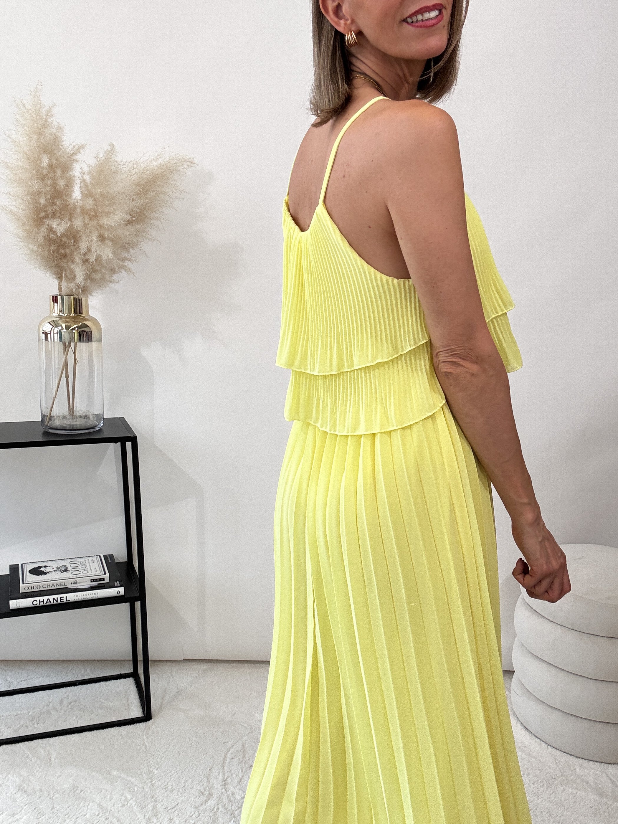 "Milano" Plissee Kleid - gelb