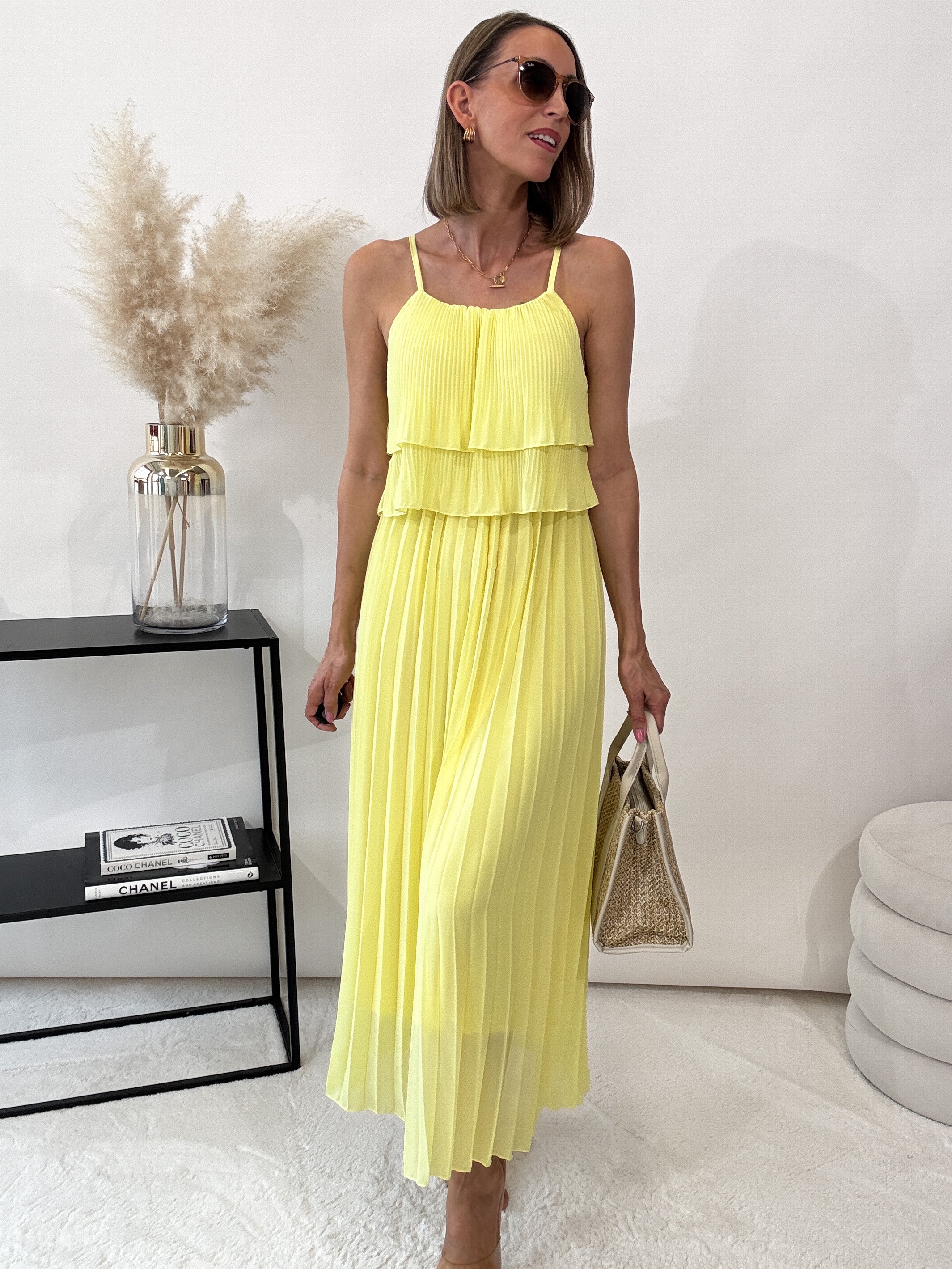 "Milano" Plissee Kleid - gelb
