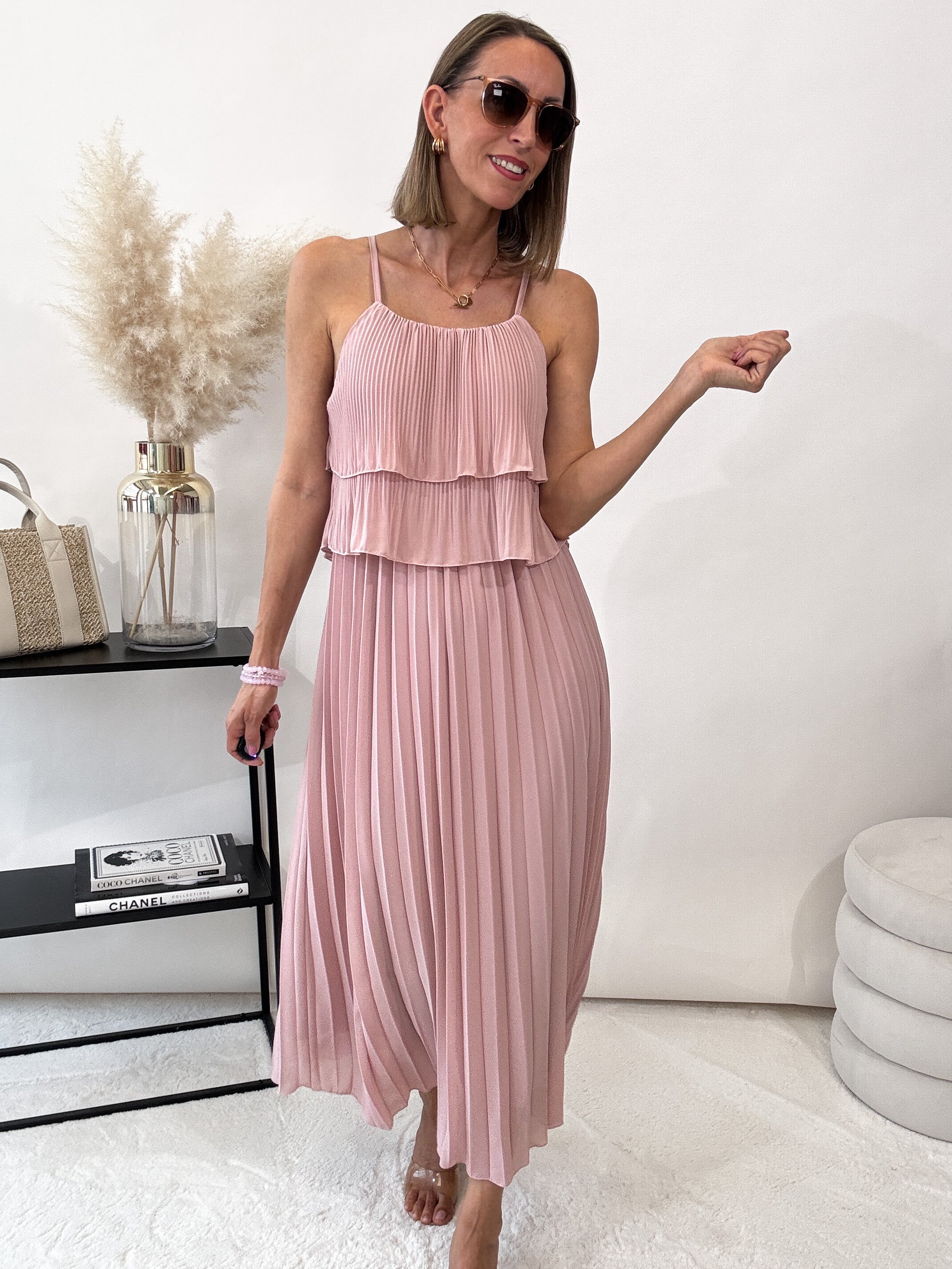 "Milano" Plissee Kleid - rosa