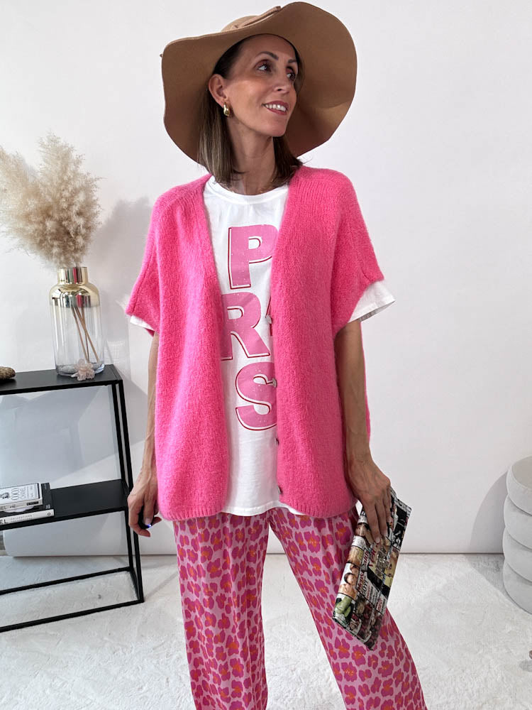 "Florida Vest" kuscheliger Cardigan - pink