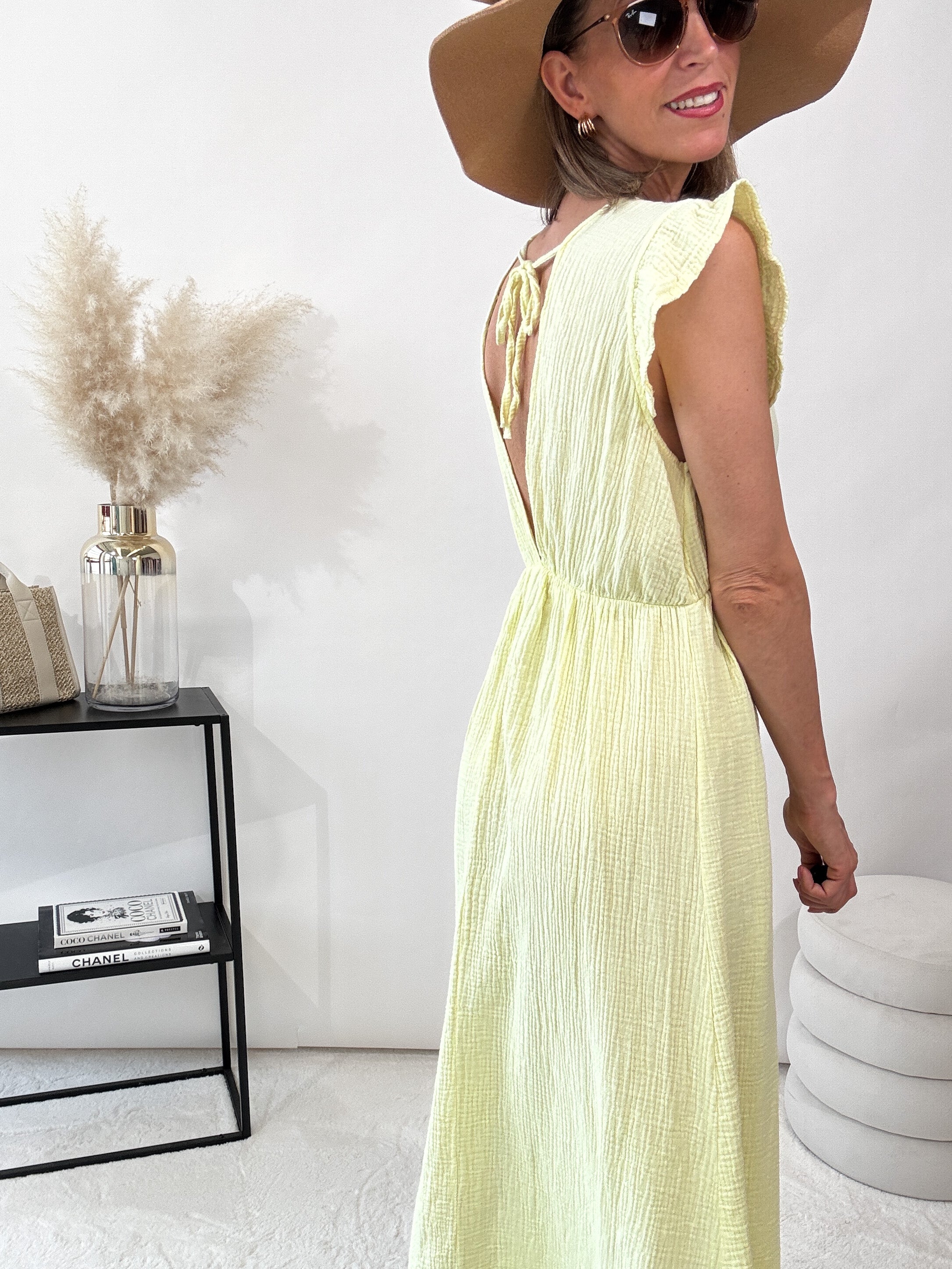 "Pianosa"- Maxikleid aus Musselin - gelb