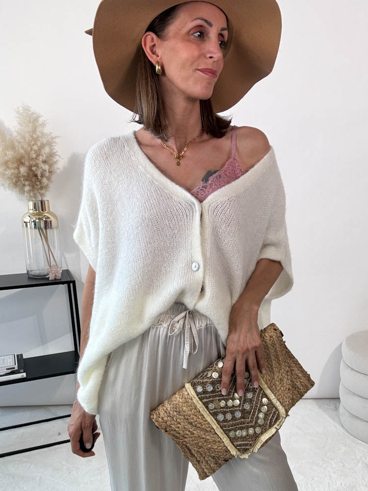 "Florida Vest" kuscheliger Cardigan mit Lana Wolle - creme