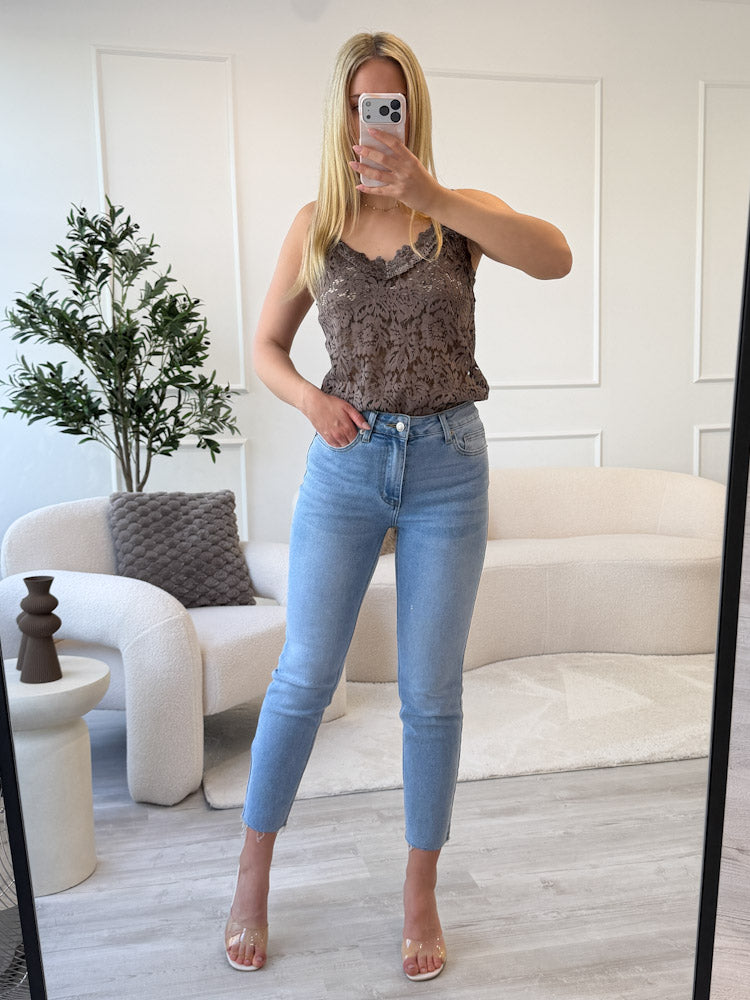 "New Lace" zartes Top aus Spitze - choco braun