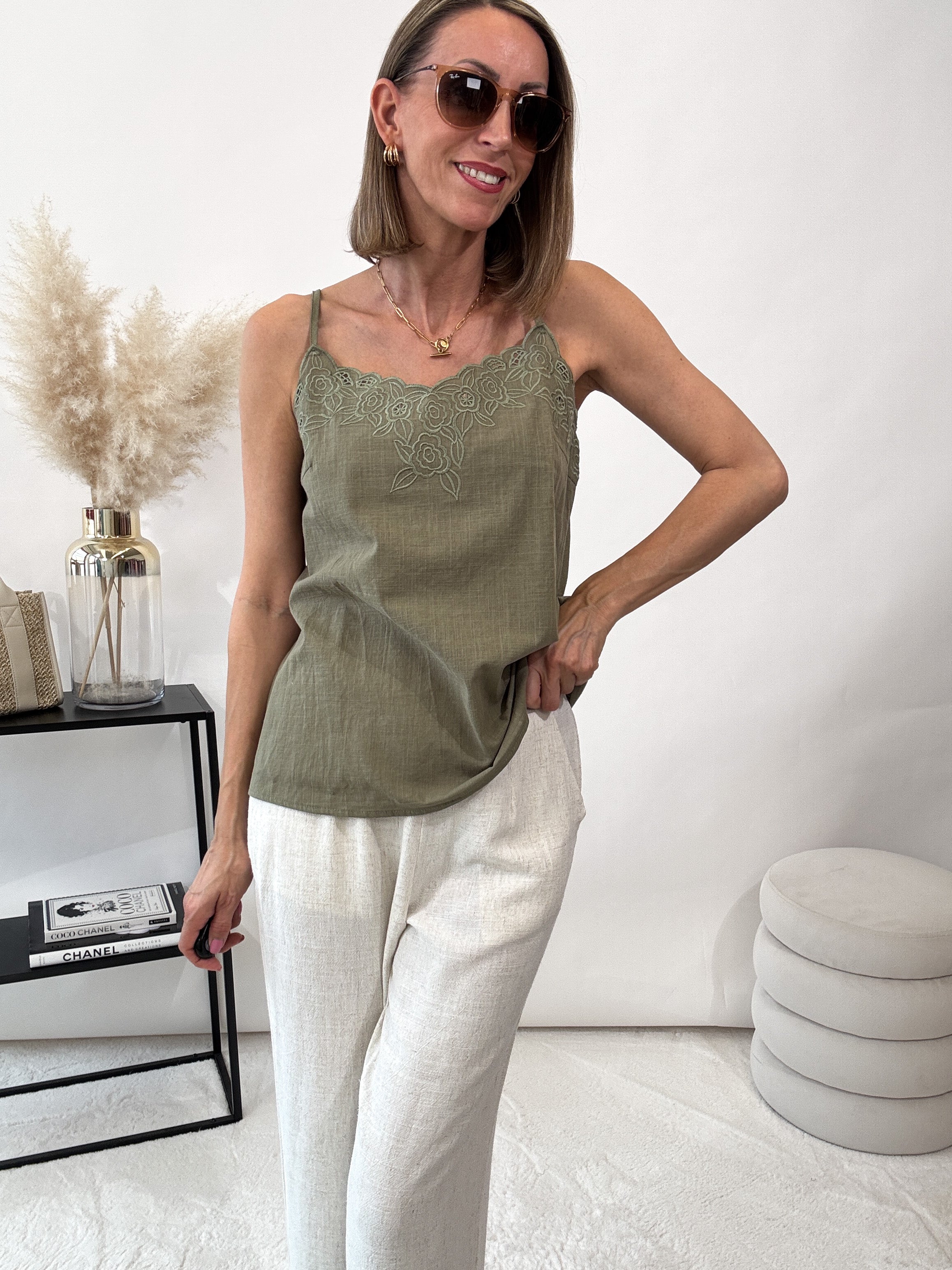 "Wildflower" süßes Top - khaki