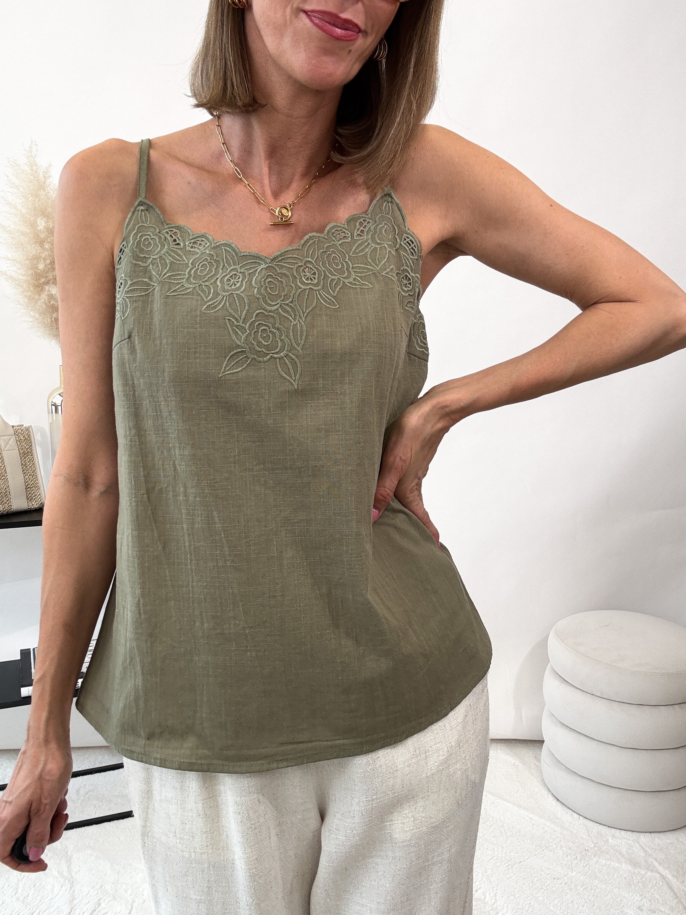 "Wildflower" süßes Top - khaki