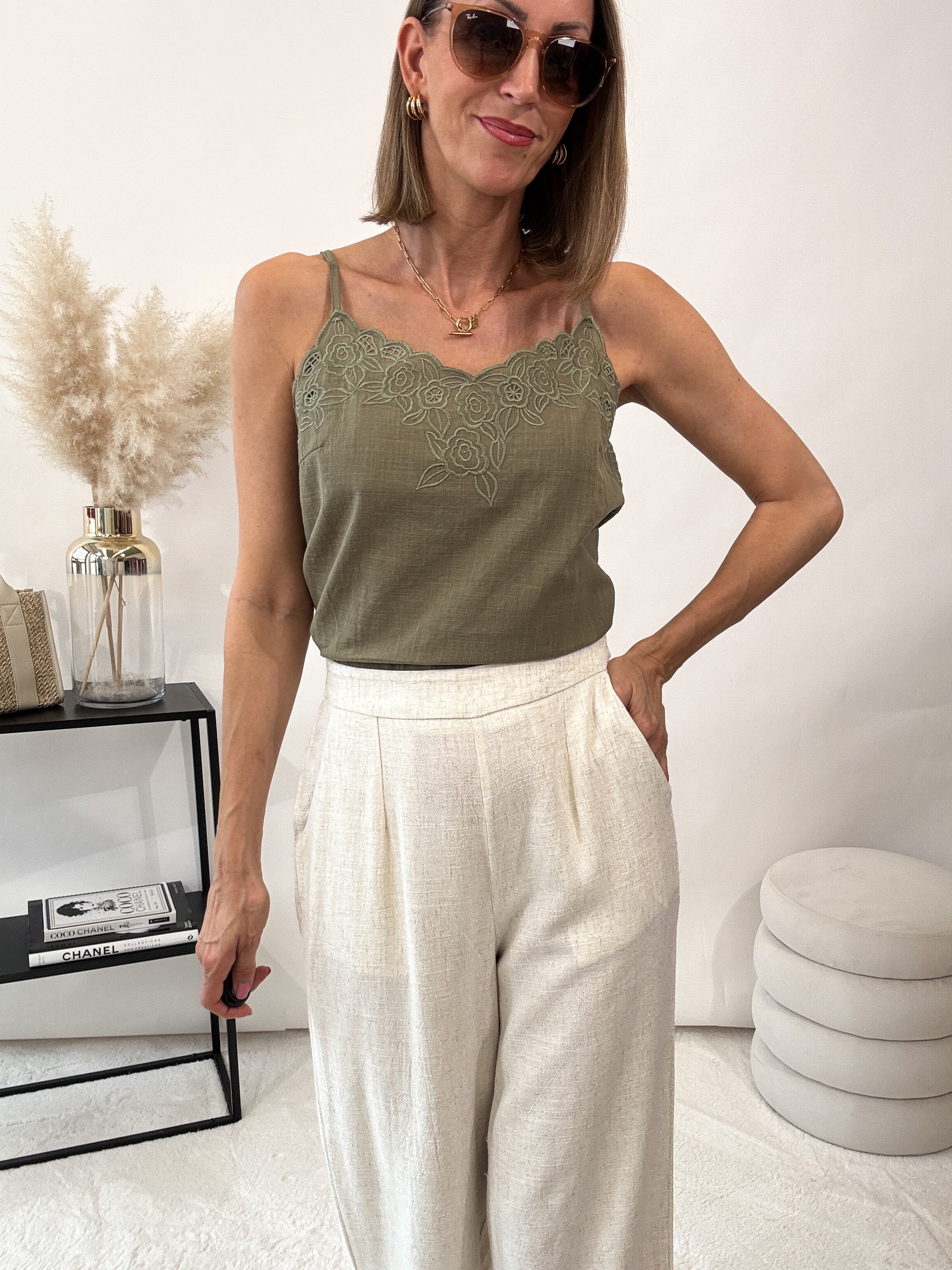 "Wildflower" süßes Top - khaki