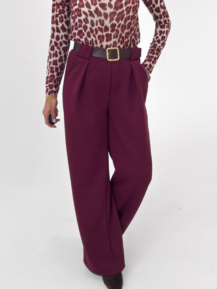 "Pari" elastische Hose aus Viskose - bordeaux