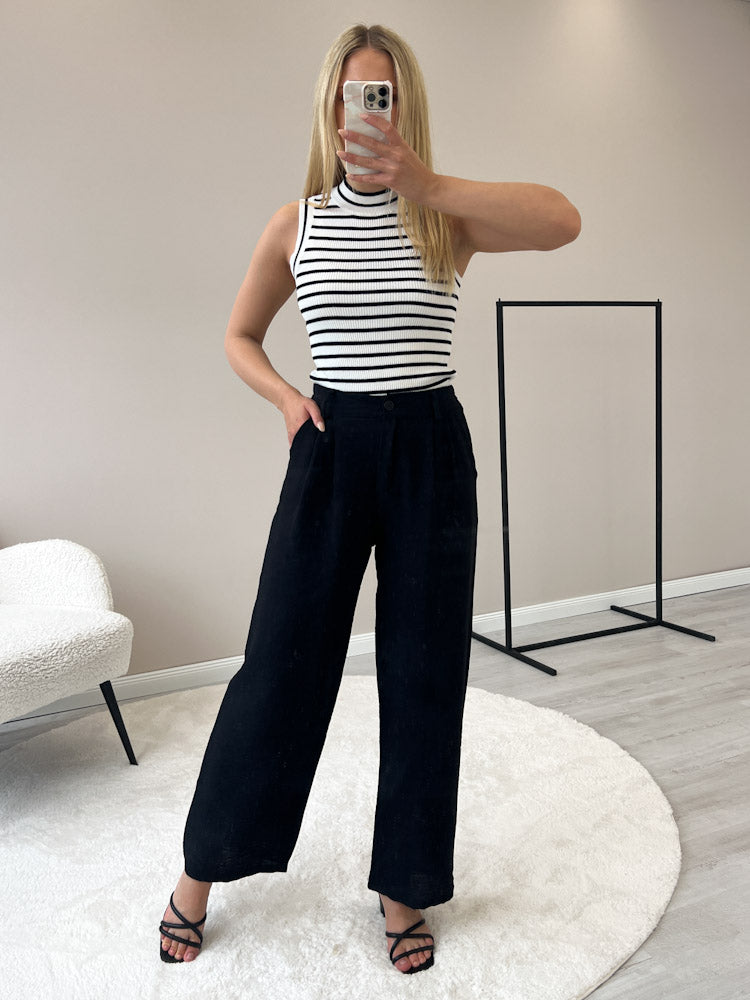 "Vento" luftige Hose aus Viscose - schwarz