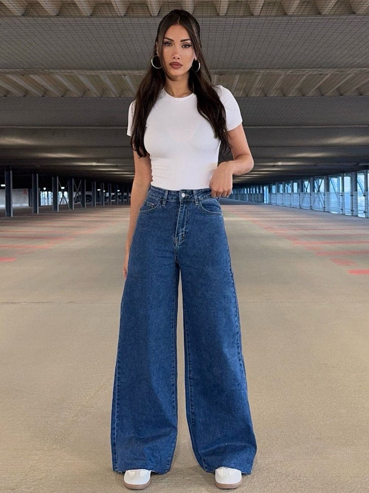 "Caramello" Wide Leg Jeans - blau