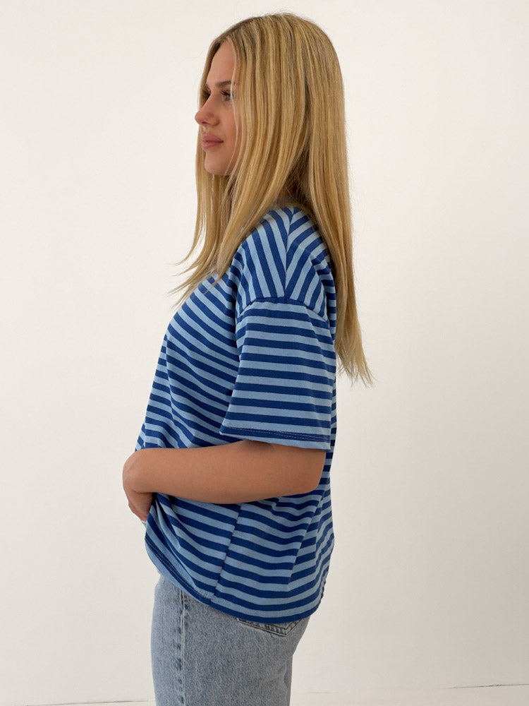 "Noa Linea" tolles Streifenshirt aus Baumwolle - hellblau/ dunkelblau