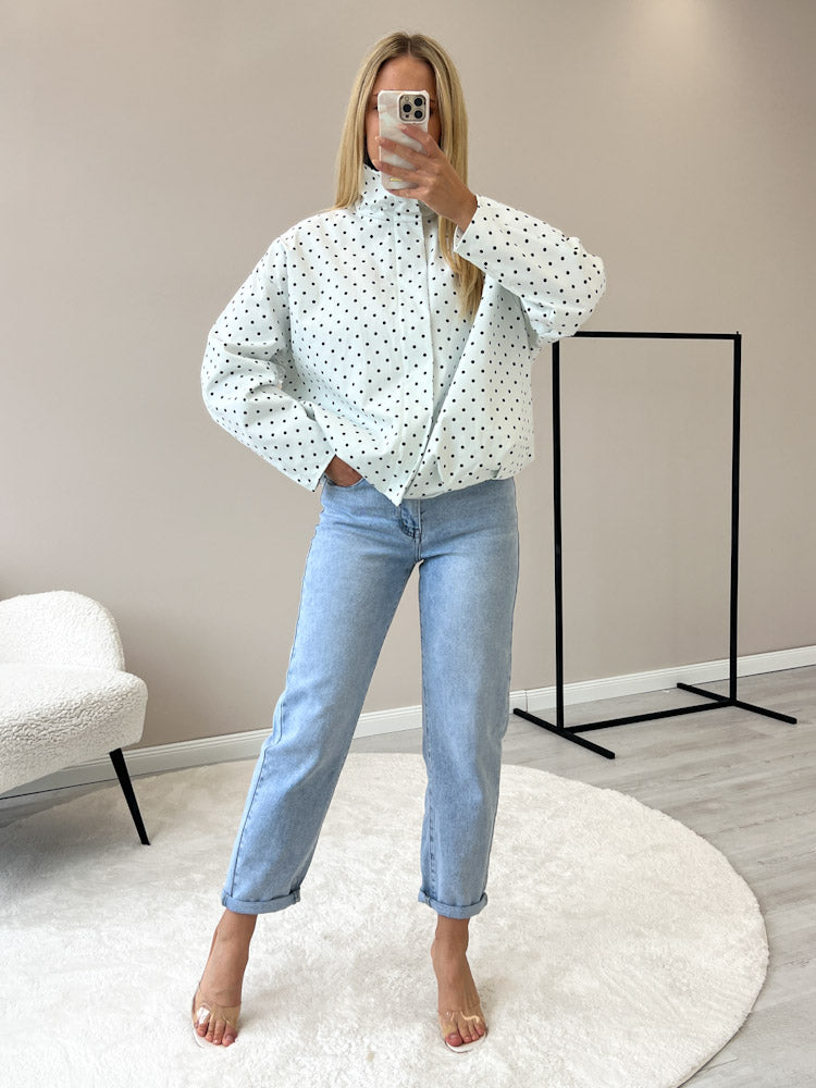 "Mon Amour Dots" stylische Jacke aus Baumwolle - weiß/ schwarz