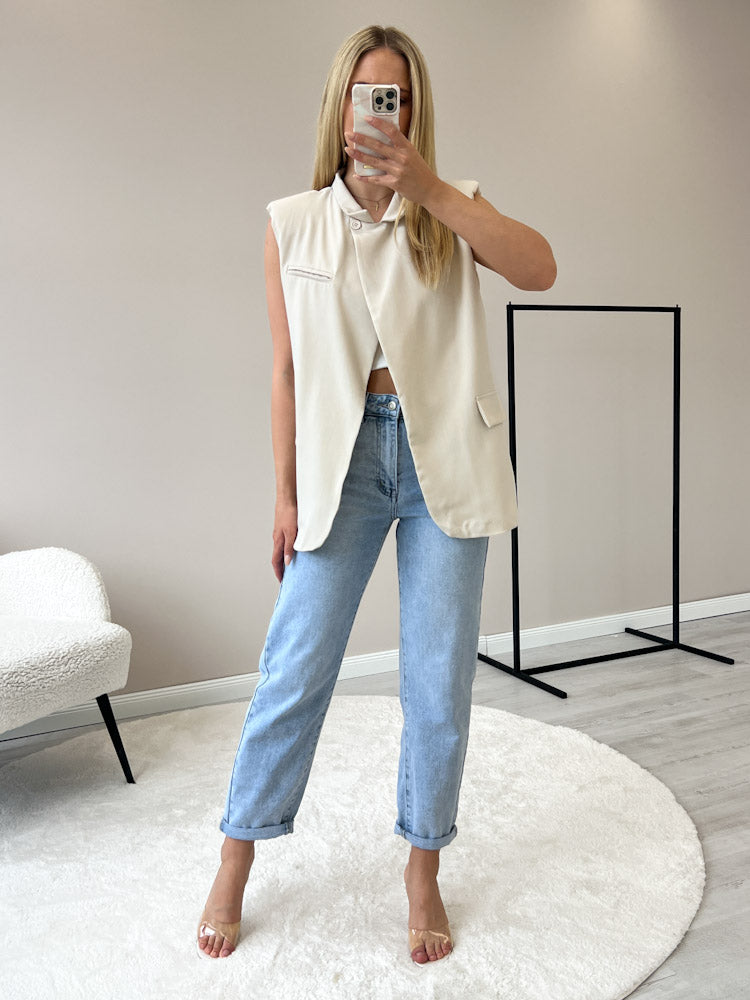 "Veloria" elegante Blazerweste - beige