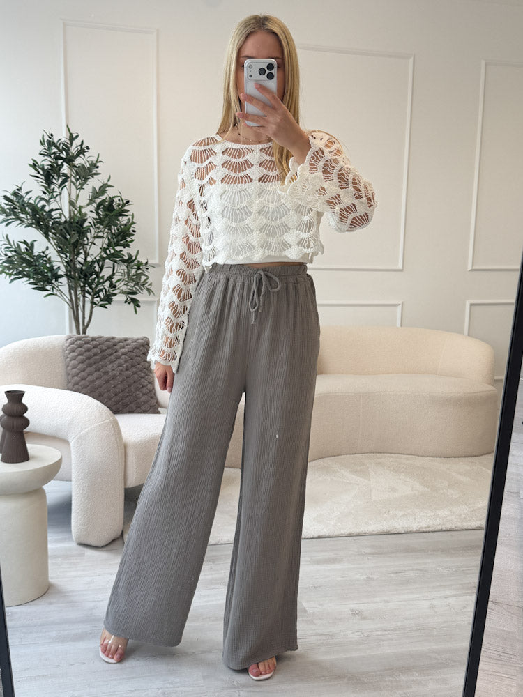 "Musselin Pants" weiche Hose aus Baumwolle - mocca