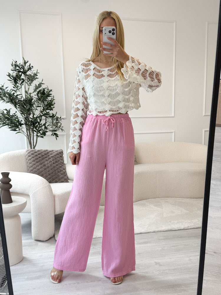 "Musselin Pants" weiche Hose aus Baumwolle - candy rosa