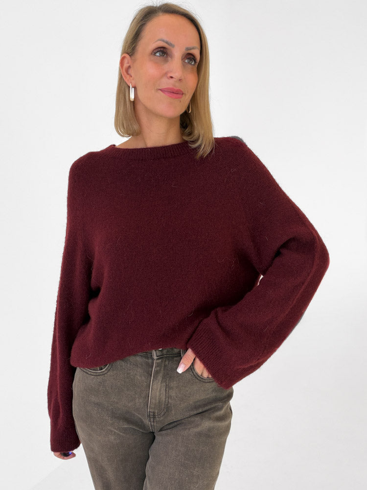 "Lana" kuscheliger Pullover aus Alpaka & Lana Wolle - bordeaux