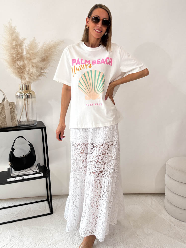 "Lace long Skirt" langer Rock aus Spitze - weiß