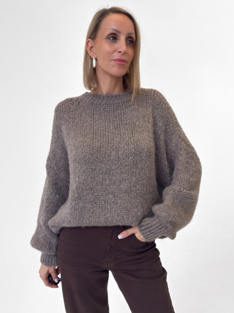 "Softi" kuscheliger Pullover mit Lana Wolle & Viskose - mocca