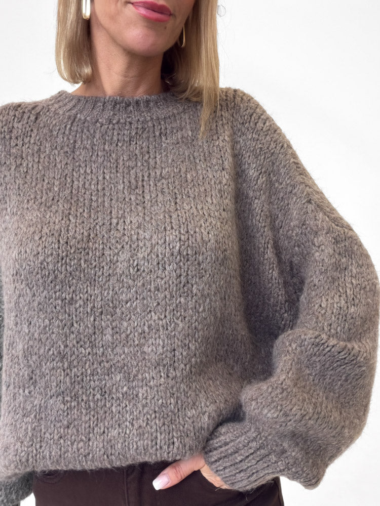 "Softi" kuscheliger Pullover mit Lana Wolle & Viskose - mocca