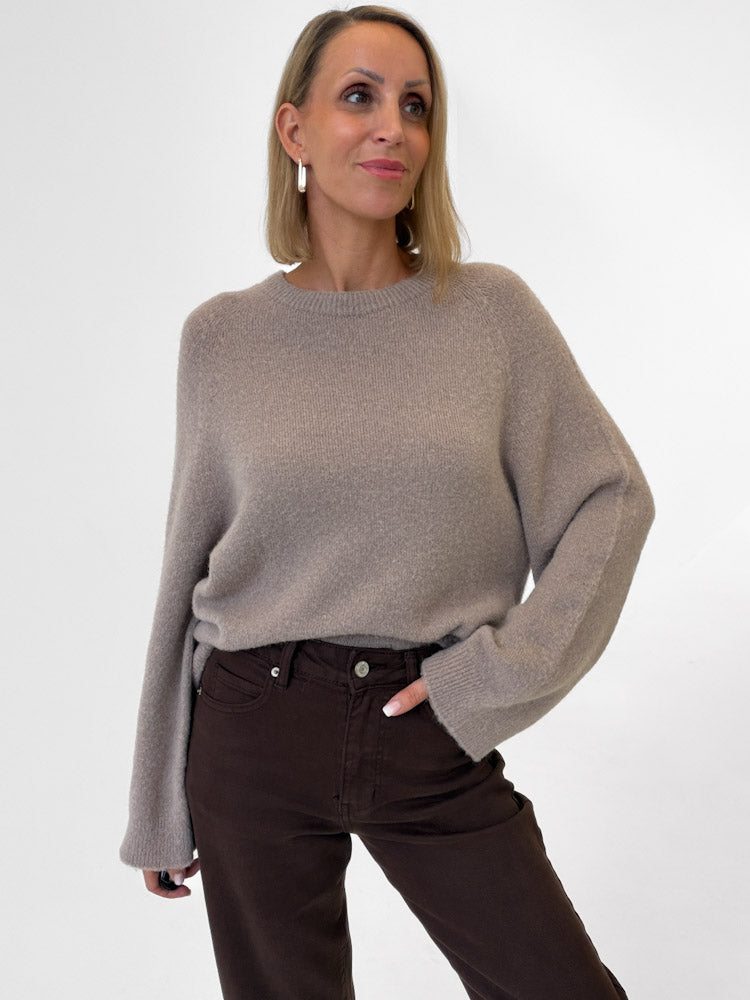 "Lana" kuscheliger Pullover aus Alpaka & Lana Wolle - mocca