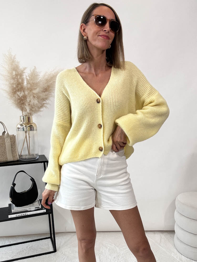 "New York" kuscheliger Cardigan - lemon ice