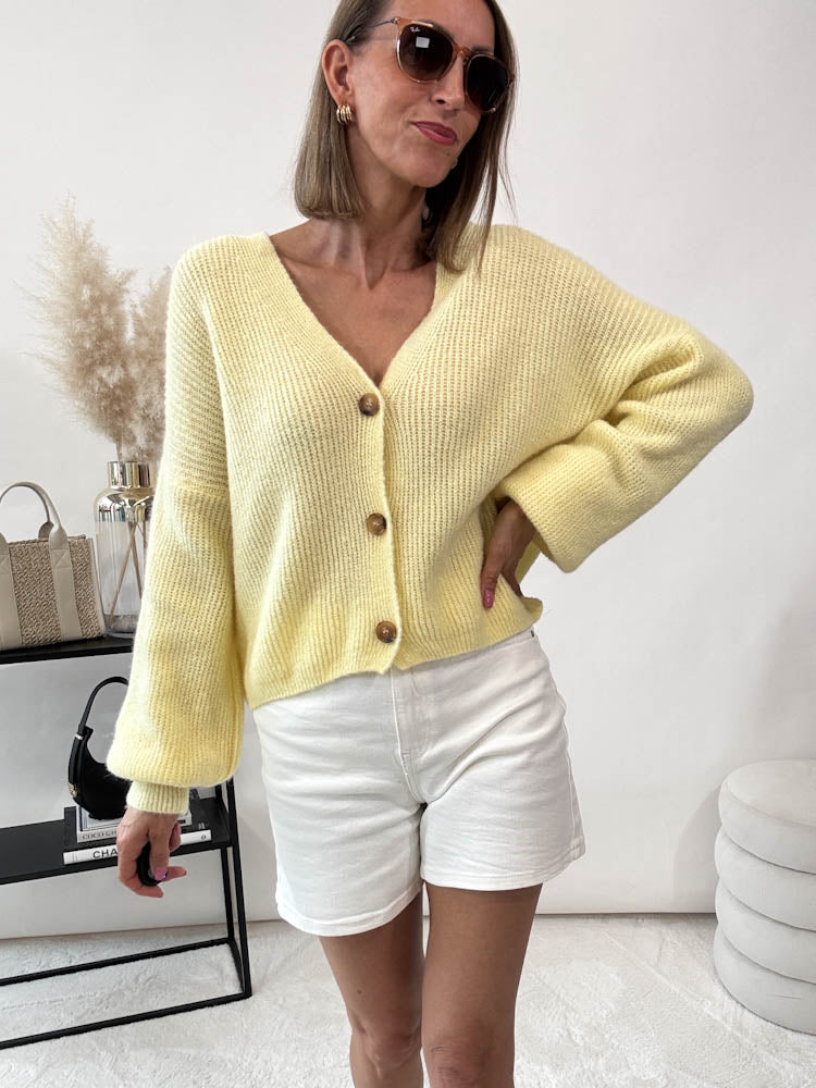 "New York" kuscheliger Cardigan - lemon ice