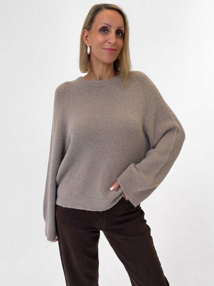 "Lana" kuscheliger Pullover aus Alpaka & Lana Wolle - mocca