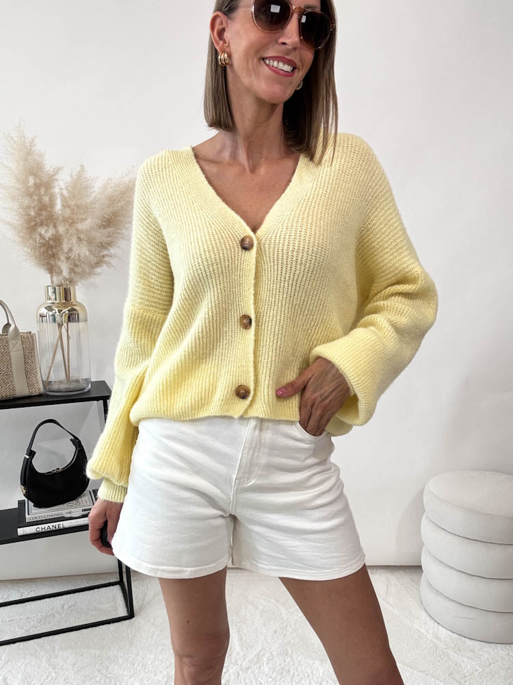 "New York" kuscheliger Cardigan - lemon ice