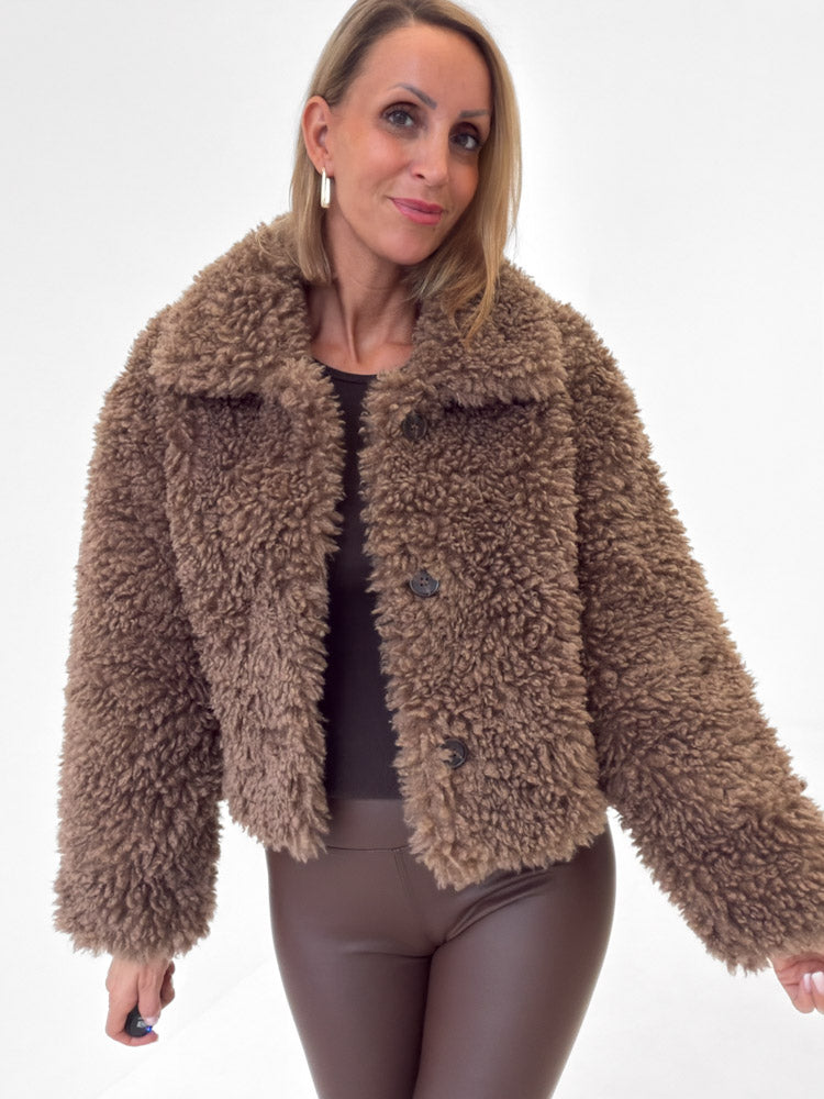 "Fluffy" kuschelige Jacke - hellbraun