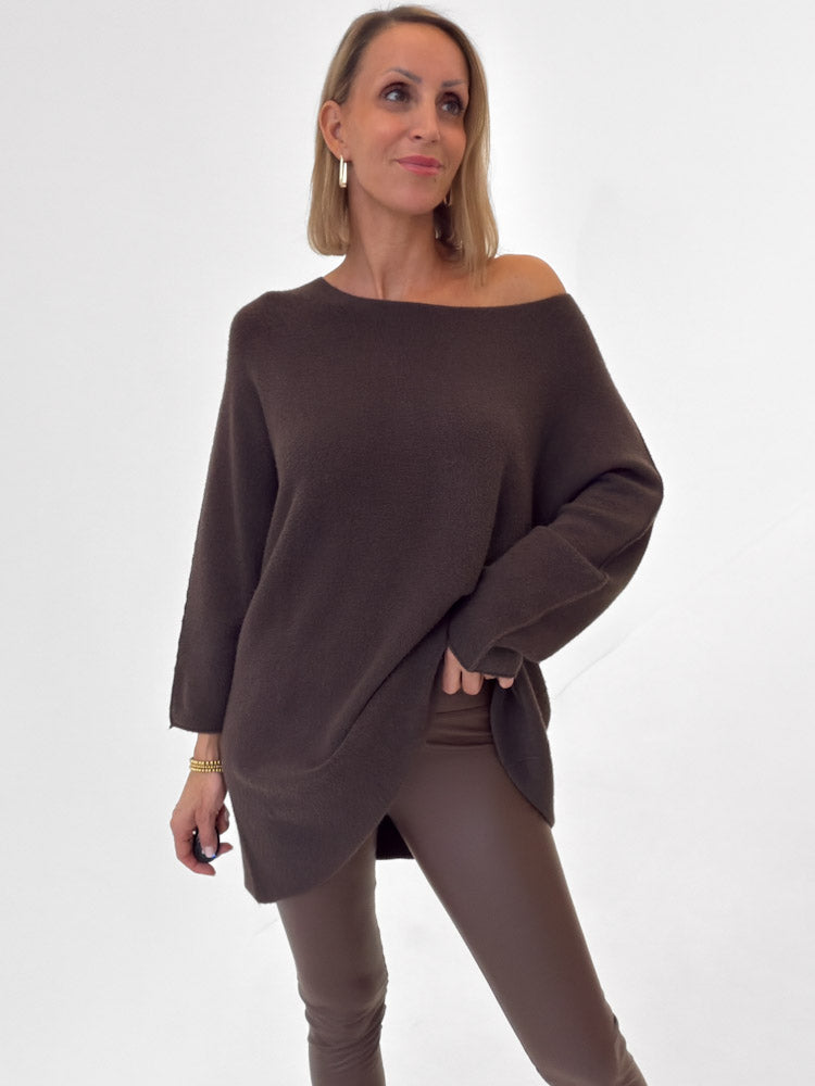 "Vicenza Long" weicher Pullover mit Viscose - braun