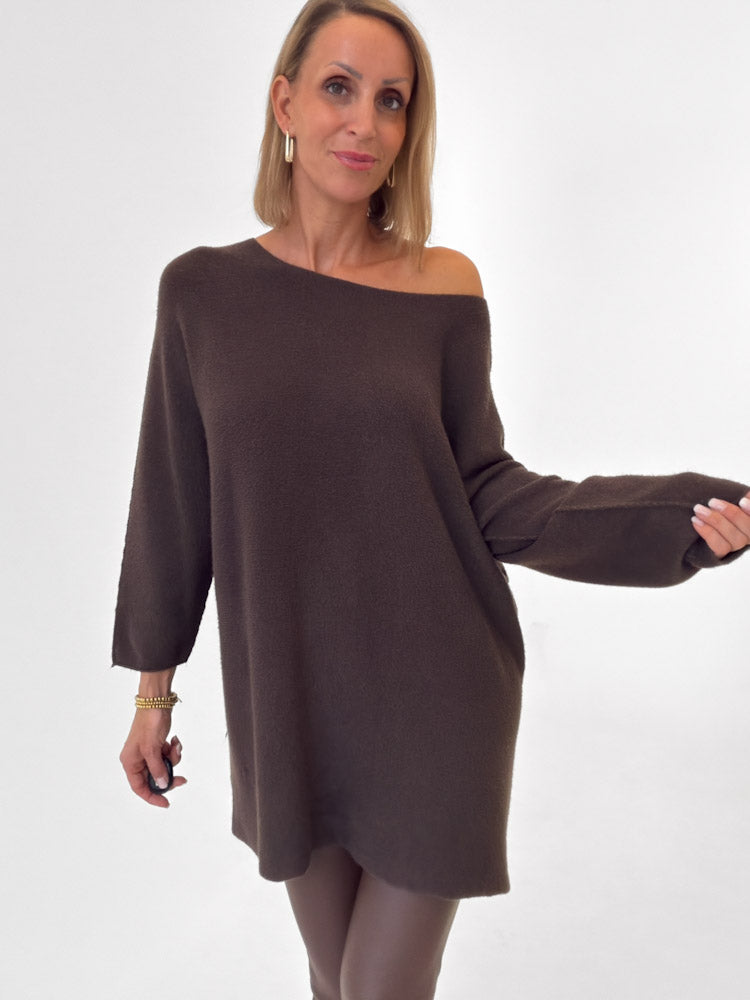 "Vicenza Long" weicher Pullover mit Viscose - braun