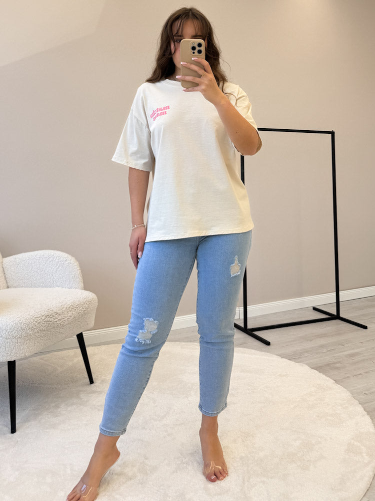 "Matcha Maus" tolles Shirt mit Statement - beige