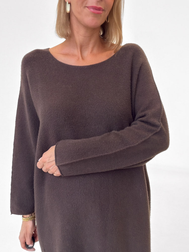"Vicenza Long" weicher Pullover mit Viscose - braun