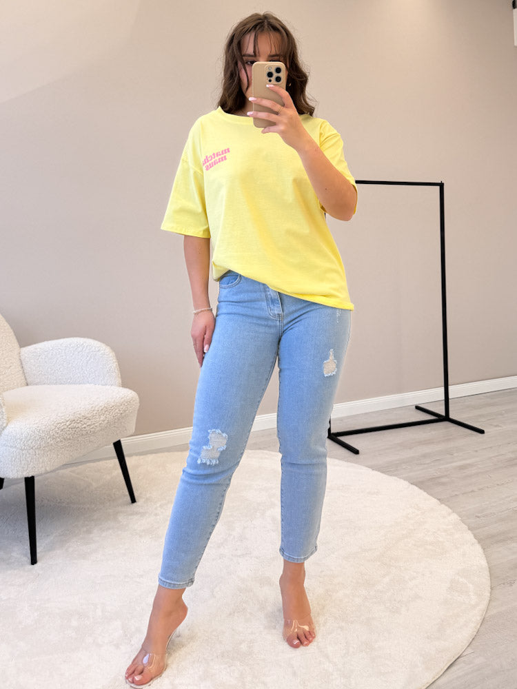 "Matcha Maus" tolles Shirt mit Statement - gelb