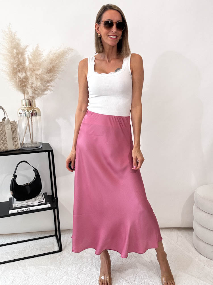 "Silky Midi" Rock aus Viskose - berry
