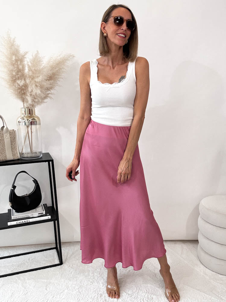 "Silky Midi" Rock aus Viskose - berry