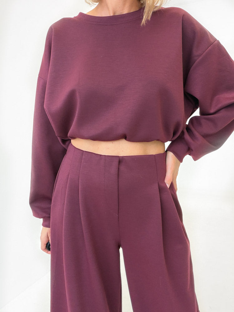 "Pari Pulli" weicher Pullover aus Butterstoff - bordeaux