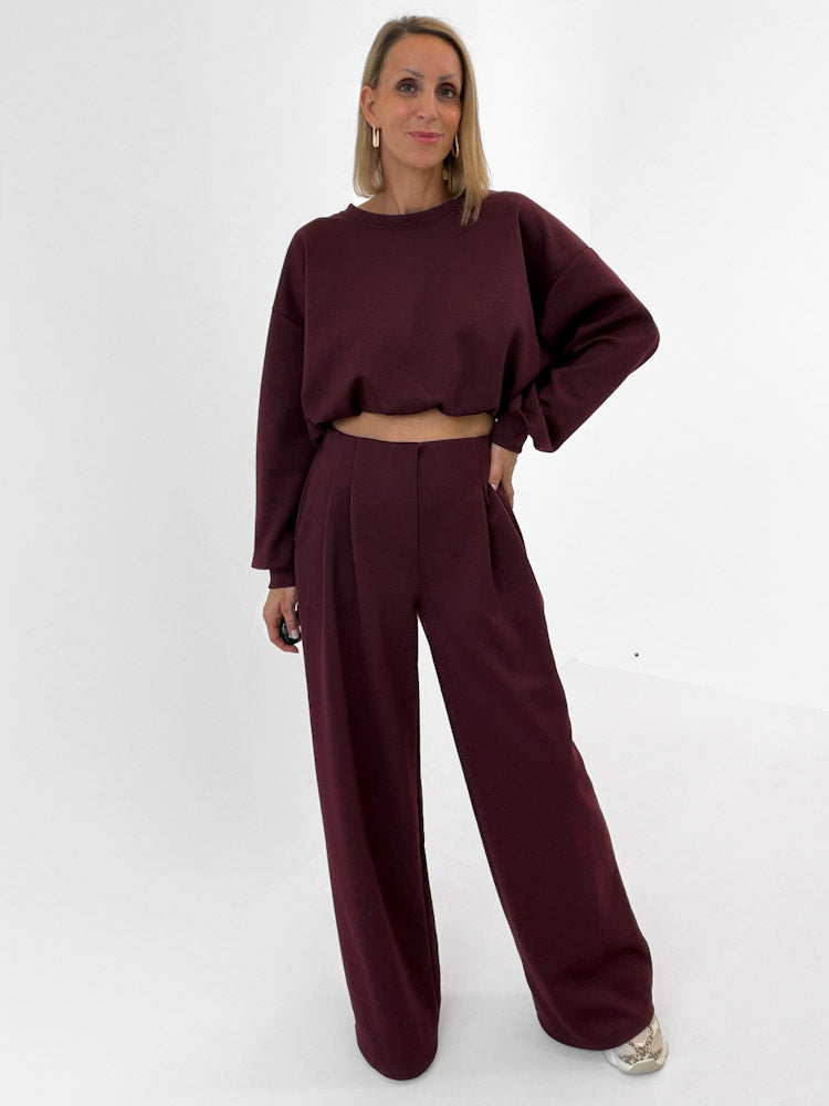 "Pari 2.0" elastische Hose aus Viskose - bordeaux