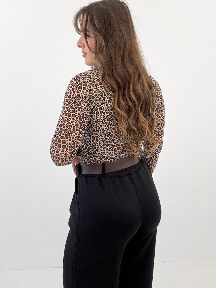 "Wild Crush" stylisches Mesh Longshirt - beige