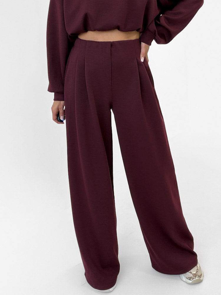 "Pari 2.0" elastische Hose aus Viskose - bordeaux