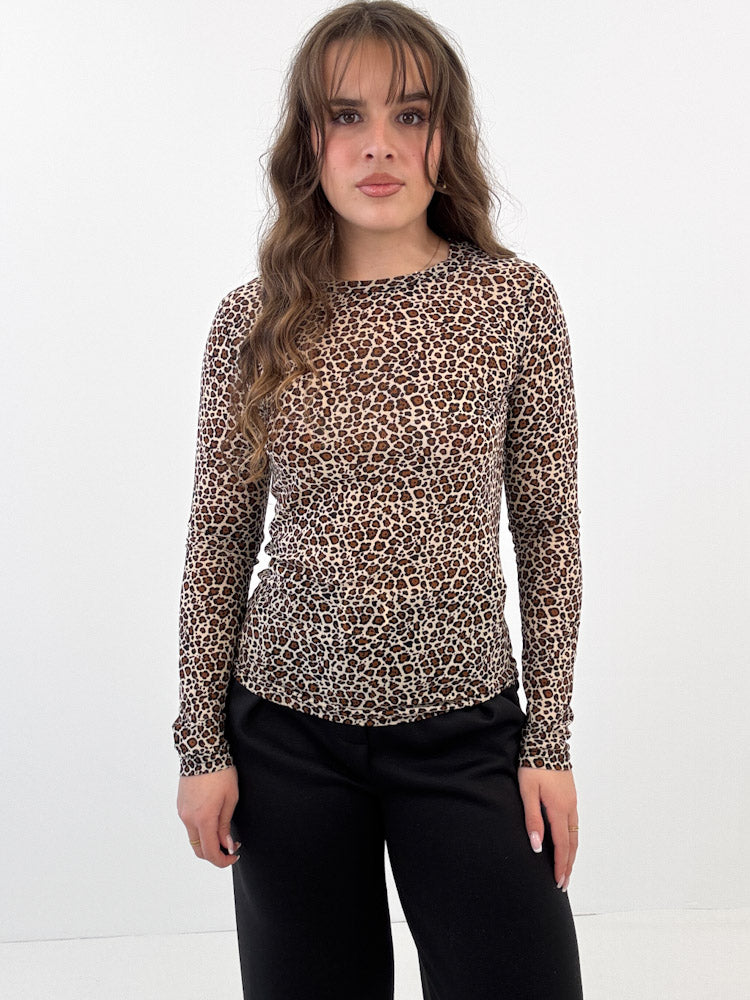"Wild Crush" stylisches Mesh Longshirt - beige