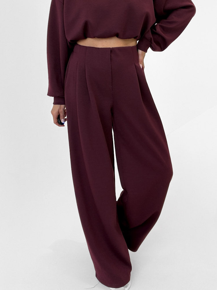 "Pari 2.0" elastische Hose aus Viskose - bordeaux