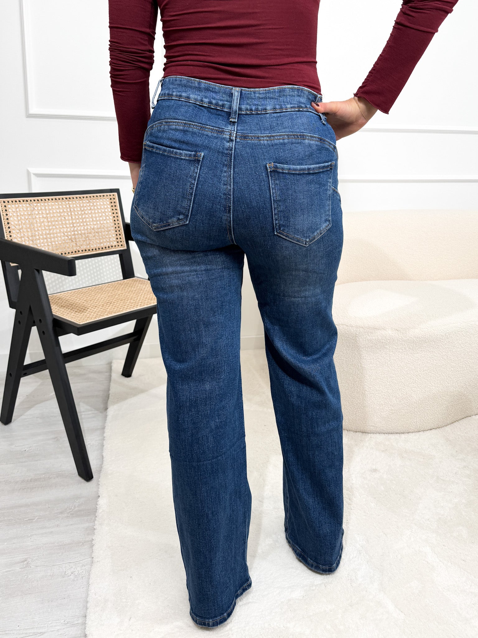 "Curvy" Wide Leg Jeans - blau
