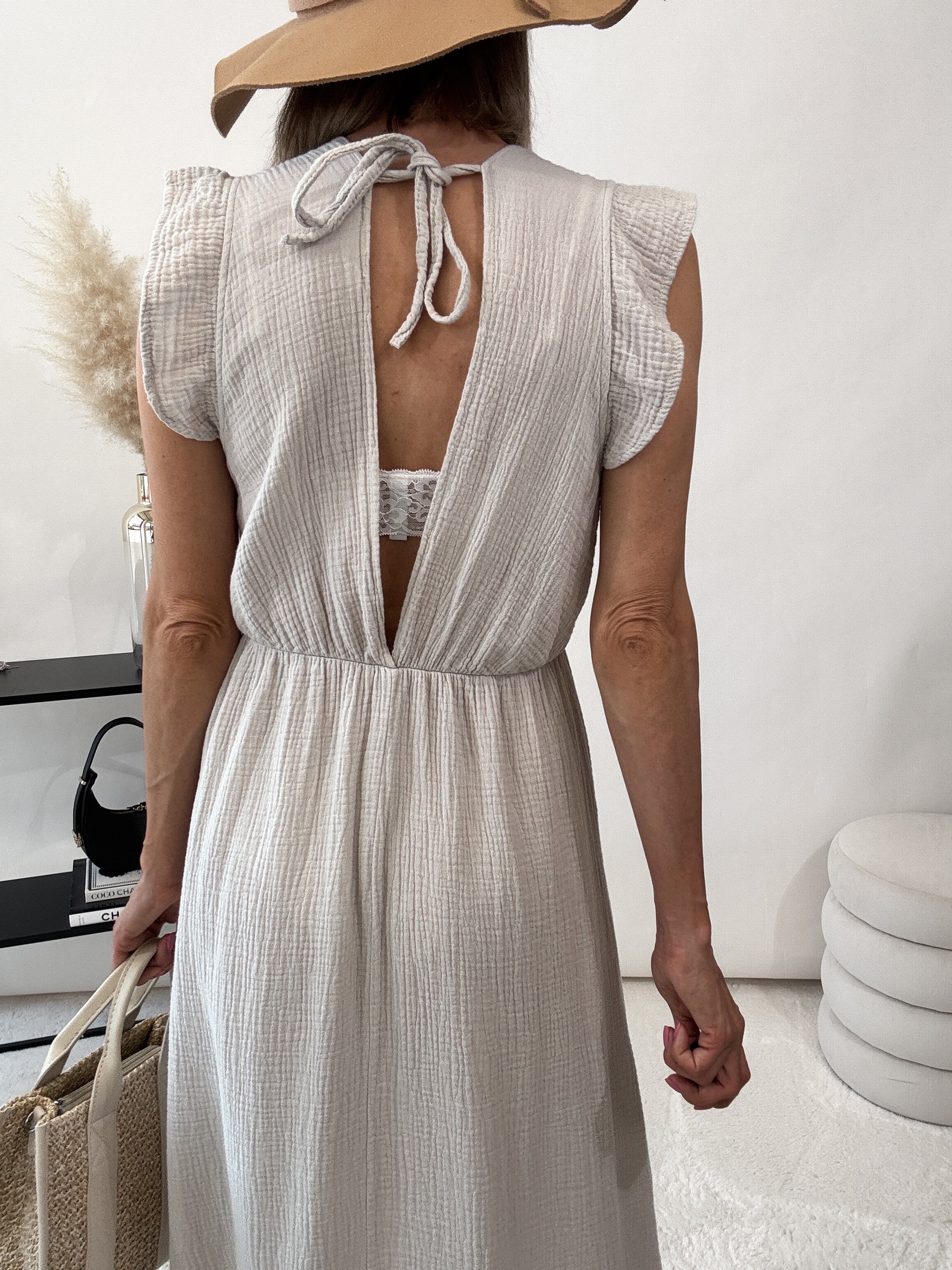 "Pianosa"- Maxikleid aus Musselin - beige